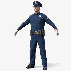 NYPD Police Officer T-Pose Fur 3D model